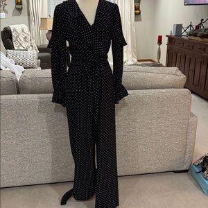 Adrianna Papell Black Polka Dot Jumpsuit